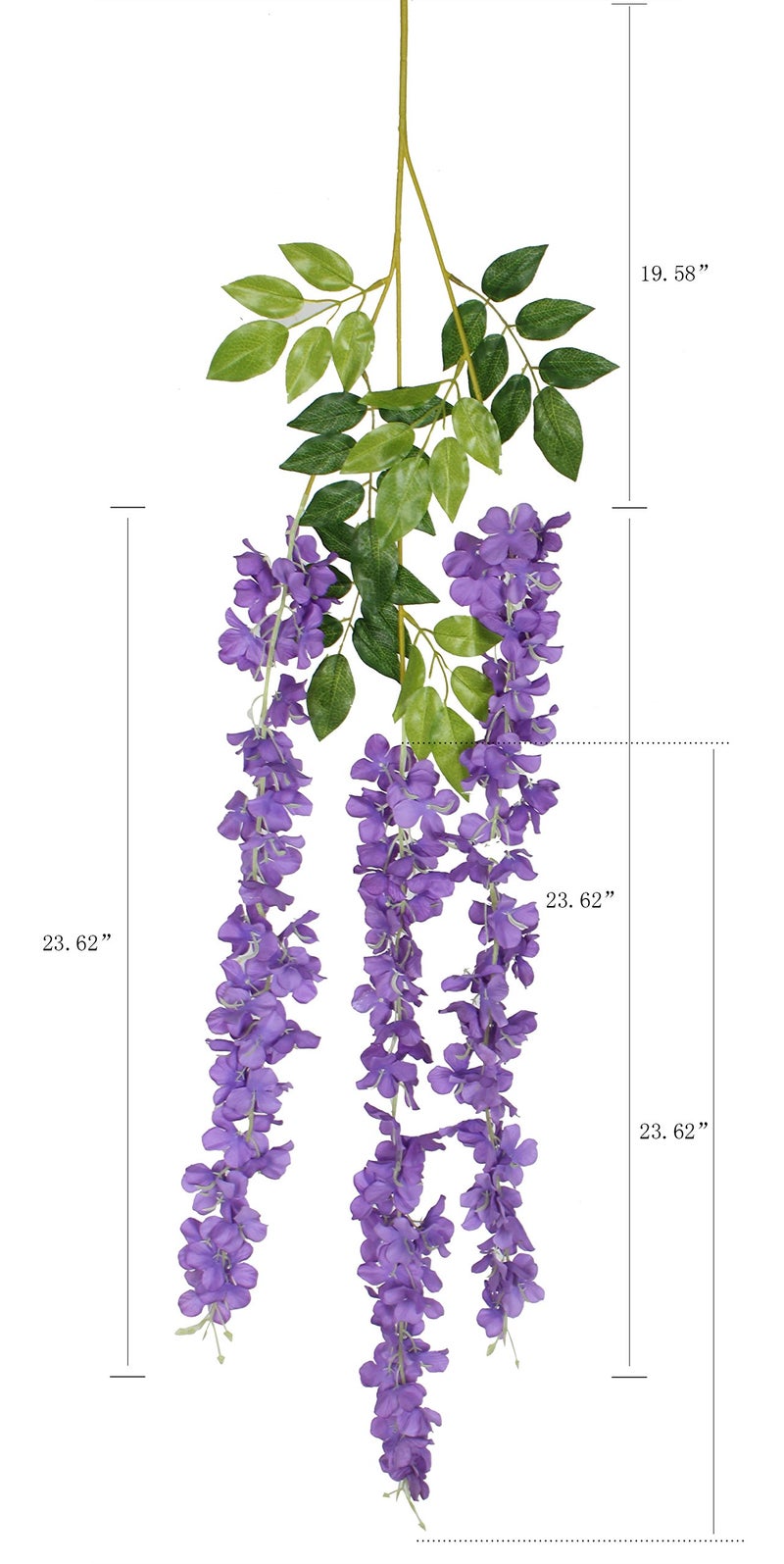 Duovlo 12 Piece Artificial Silk Wisteria Vine 3.6 Feet Ratta Hanging Flower Garland String Home Party Wedding Decor(Purple) - Image 2